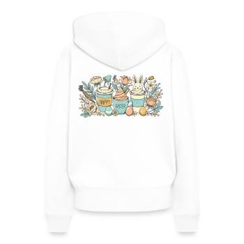 Tasse à café lapin de Pâques Latte Macchiato Pâques - Sweat à capuche Premium bio Femme - blanc - Dos - Julia (174cm)
