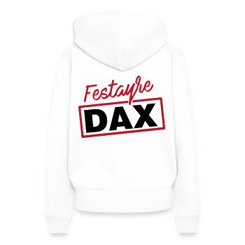 Festayre Dax, Féria et fêtes de Dax, Landes - Sweat à capuche Premium bio Femme - blanc - Dos - Julia (174cm)