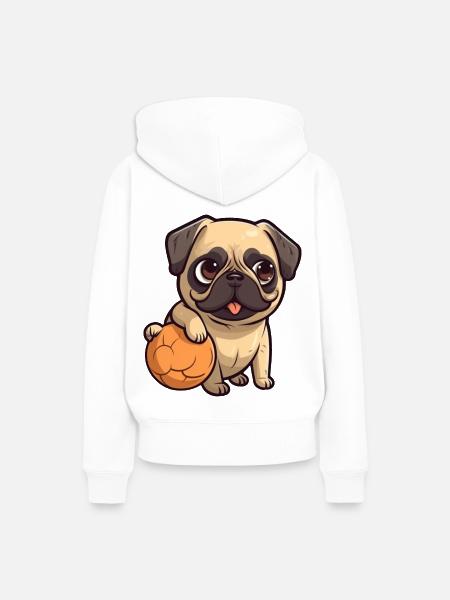 Mops - Frauen Premium Bio Hoodie - Weiß