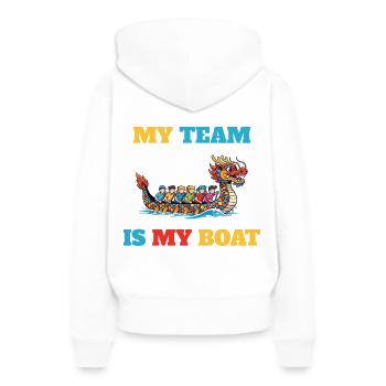 Mon équipe est mon bateau - Sweat à capuche Premium bio Femme - blanc - Dos - Julia (174cm)