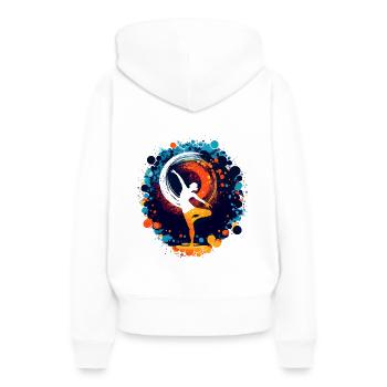 Œuvres d’art de danse de yoga colorées, points colorés - Sweat à capuche Premium bio Femme - blanc - Dos - Julia (174cm)