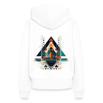 Motif ethno géométrique cool - Sweat à capuche Premium bio Femme - blanc - Dos - Julia (174cm)