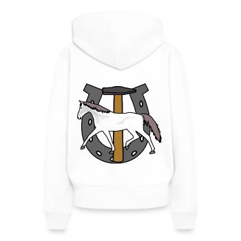 Berufe Hufschmied Hufeisen Schmied Pferd Job Beruf - Frauen Premium Bio Hoodie - Weiß - Hinten - Julia (174cm)