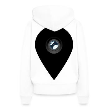 Schwarze Kameraobjektiv-Position, Rückwärtsansicht - Frauen Premium Bio Hoodie - Weiß - Hinten - Julia (174cm)