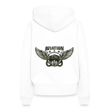 Aviation de l’armée - Sweat à capuche Premium bio Femme - blanc - Dos - Julia (174cm)