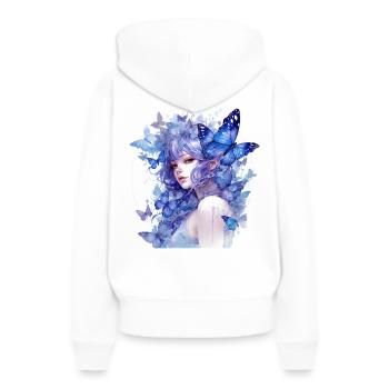 Morpho butterflies - Sweat à capuche Premium bio Femme - blanc - Dos - Julia (174cm)