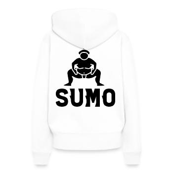 Sumo - Frauen Premium Bio Hoodie - Weiß - Hinten - Julia (174cm)