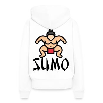 Sumo - Frauen Premium Bio Hoodie - Weiß - Hinten - Julia (174cm)