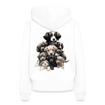 Niedliche Hunde - Frauen Premium Bio Hoodie - Weiß - Hinten - Julia (174cm)