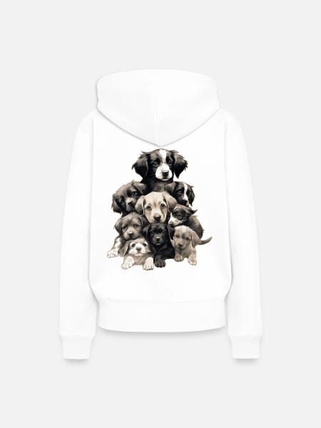 Niedliche Hunde - Frauen Premium Bio Hoodie - Weiß