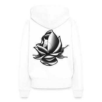 Néo Rose Traditionnelle - Sweat à capuche Premium bio Femme - blanc - Dos - Julia (174cm)