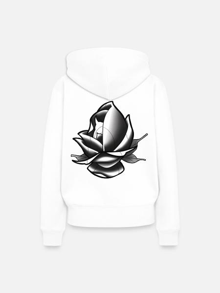 Neo Traditionelle Rose - Frauen Premium Bio Hoodie - Weiß