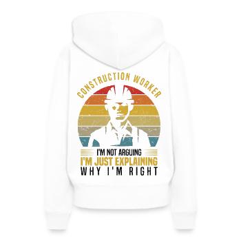 Ouvrier du bâtiment - Sweat à capuche Premium bio Femme - blanc - Dos - Julia (174cm)