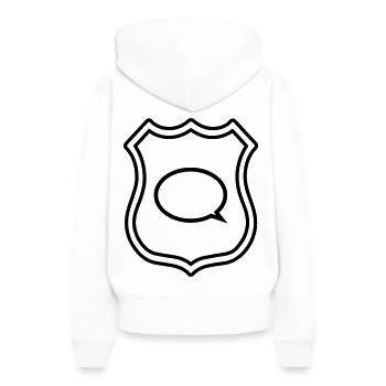 Bulle de parole Armoiries Communication - Sweat à capuche Premium bio Femme - blanc - Dos - Julia (174cm)