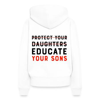 Bilden Sie Ihren Sohn aus - Frauen Premium Bio Hoodie - Weiß - Hinten - Julia (174cm)