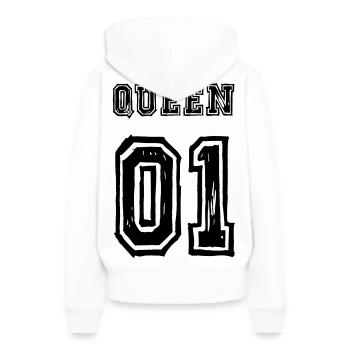 Partenaire de la reine roi amour - Sweat à capuche Premium bio Femme - blanc - Dos - Julia (174cm)