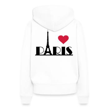 I love Paris Frankreich Eiffelturm Herz - Frauen Premium Bio Hoodie - Weiß - Hinten - Julia (174cm)