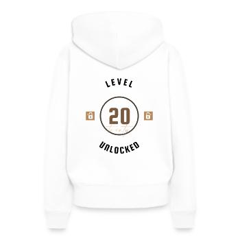20. Geburtstag Level twenty unlocked, Geschenk - Frauen Premium Bio Hoodie - Weiß - Hinten - Julia (174cm)