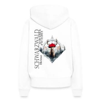 Chez soi en Forêt-Noire, le véritable amour de la maison - Sweat à capuche Premium bio Femme - blanc - Dos - Julia (174cm)