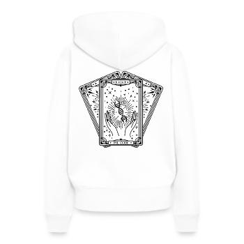 The Code Deck (schwarz) - Frauen Premium Bio Hoodie - Weiß - Hinten - Julia (174cm)