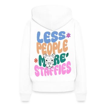 Staffordshire Terrier-Frauchen Sprüche - Frauen Premium Bio Hoodie - Weiß - Hinten - Julia (174cm)