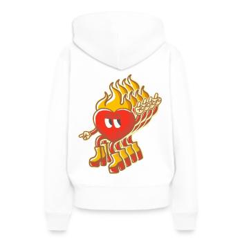 mascotte cœur enflammé rétro multidimensionnel - Sweat à capuche Premium bio Femme - blanc - Dos - Julia (174cm)
