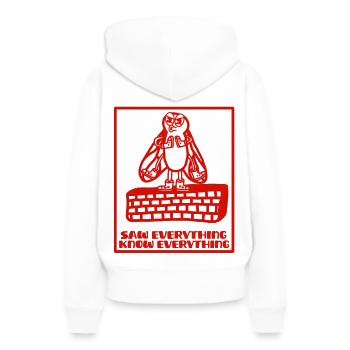 Wissen Sie alles wie eine Fliege an der Wand - Frauen Premium Bio Hoodie - Weiß - Hinten - Julia (174cm)
