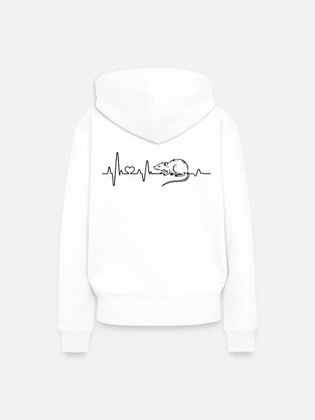 Ratte Ich liebe Ratten Herzschlag EKG Nagetier - Frauen Premium Bio Hoodie - Weiß