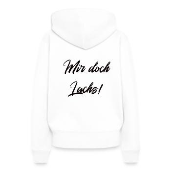 mir lachs - Frauen Premium Bio Hoodie - Weiß - Hinten - Julia (174cm)