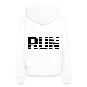 Run - Sweat à capuche Premium bio Femme - blanc - Dos - Julia (174cm)