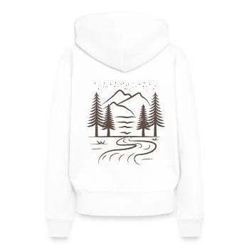 Wanderlust - Frauen Premium Bio Hoodie - Weiß - Hinten - Julia (174cm)
