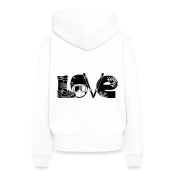 Tee-shirt coureur de ski | Apre ski cadeaux au domaine skiable - Sweat à capuche Premium bio Femme - blanc - Dos - Julia (174cm)
