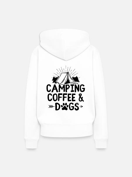 Camping Kaffee Hunde | Camper Campen Geschenkideen - Frauen Premium Bio Hoodie - Weiß