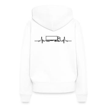 LKW Truck Herzschlag Trucker Fernfahrer Spedition - Frauen Premium Bio Hoodie - Weiß - Hinten - Julia (174cm)