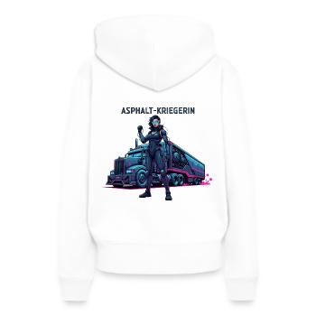 Guerrier de l’asphalte - Sweat à capuche Premium bio Femme - blanc - Dos - Julia (174cm)