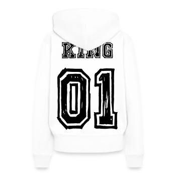 Partenaire King Queen look Love - Sweat à capuche Premium bio Femme - blanc - Dos - Julia (174cm)