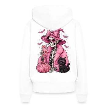 Sorcières : Squelette Glam Rose Halloween - Sweat à capuche Premium bio Femme - blanc - Dos - Julia (174cm)