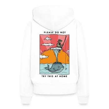 N’essayez pas cela à la maison - Sweat à capuche Premium bio Femme - blanc - Dos - Julia (174cm)