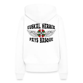 Pays Basque - Sweat à capuche Premium bio Femme - blanc - Dos - Julia (174cm)