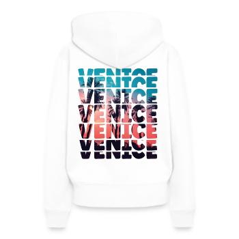 Venice Beach Californie Vacances Ocean Palm Tree - Sweat à capuche Premium bio Femme - blanc - Dos - Julia (174cm)