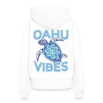 Polynesische Blaue Stammesschildkröte Oahu Vibes - Frauen Premium Bio Hoodie - Weiß - Hinten - Julia (174cm)