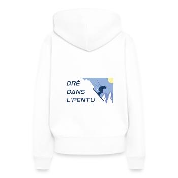 Dré Dans L'pentu - Droit dans la pente - Sweat à capuche Premium bio Femme - blanc - Dos - Julia (174cm)