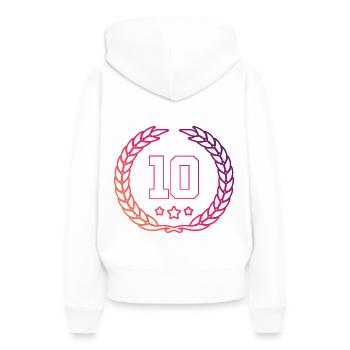 Couronne de 10 chiffres - Sweat à capuche Premium bio Femme - blanc - Dos - Julia (174cm)