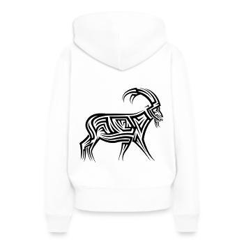 Bergziege Tribal Tattoo - Frauen Premium Bio Hoodie - Weiß - Hinten - Julia (174cm)