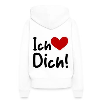 Je t’aime en disant - Sweat à capuche Premium bio Femme - blanc - Dos - Julia (174cm)