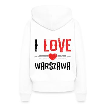 I Love Warschau - Frauen Premium Bio Hoodie - Weiß - Hinten - Julia (174cm)