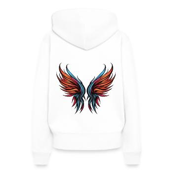 Flügel Symbol - Frauen Premium Bio Hoodie - Weiß - Hinten - Julia (174cm)