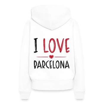 I Love Barcelona - Frauen Premium Bio Hoodie - Weiß - Hinten - Julia (174cm)