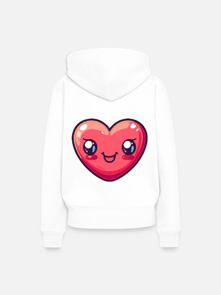 Herz Liebe Love - Frauen Premium Bio Hoodie - Weiß