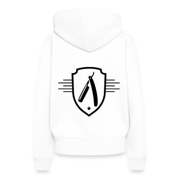 Lame de rasoir barber - Sweat à capuche Premium bio Femme - blanc - Dos - Julia (174cm)